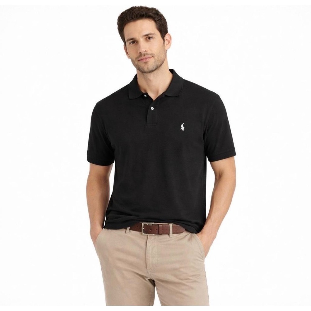 Polo Ralph Lauren Mens Pima Soft Touch Polo Shirt Black Short Sleeve Cotton